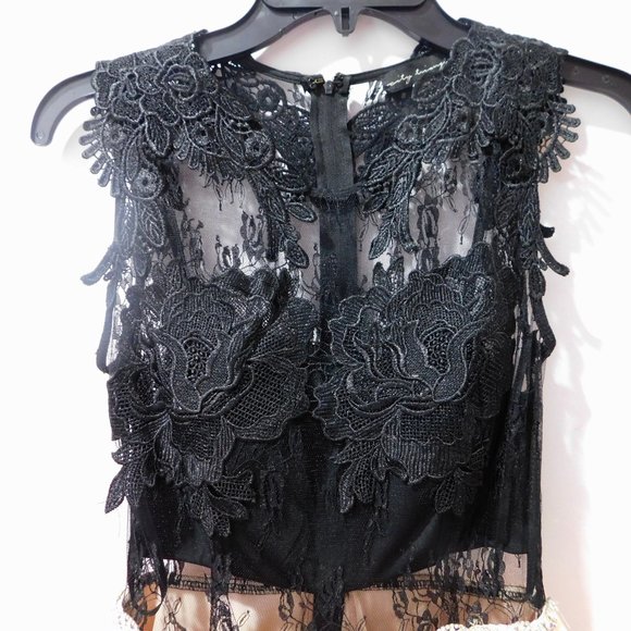 Black and Pink Lace / Tulle Formal Dress - Picture 6 of 9